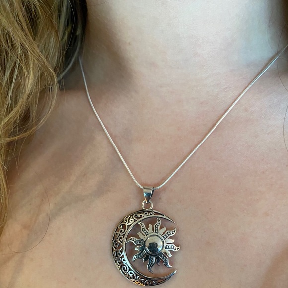Sterling Silver Moon & Sun Necklace - Picture 8 of 8